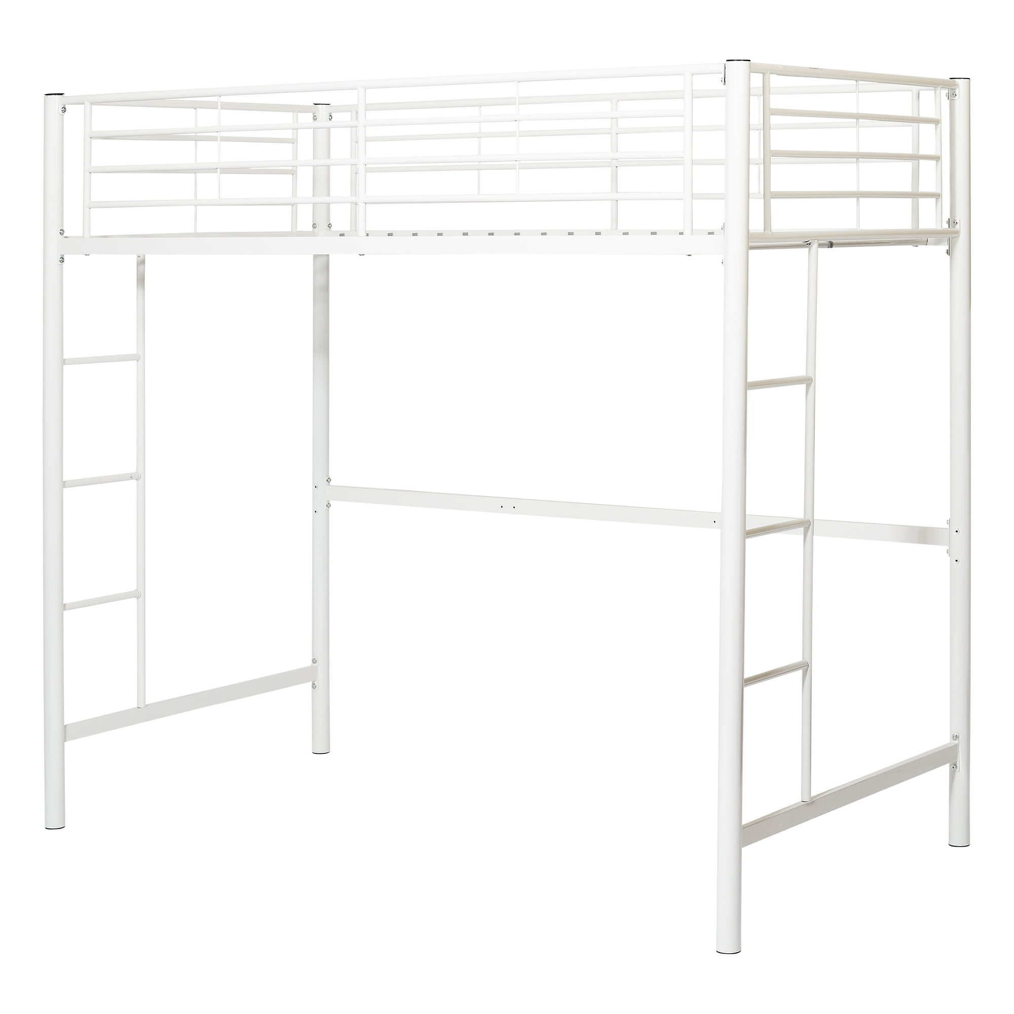 Walker Edison Premium Traditional Twin Metal Loft Bed, White