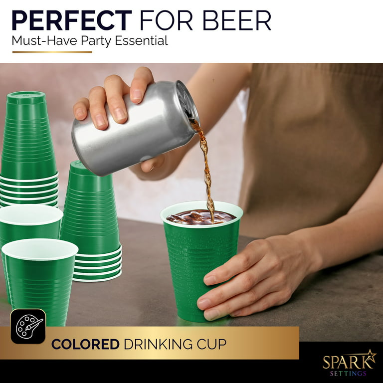 SparkSettings Green Disposable Plastic Cups 18oz, 50 Pack