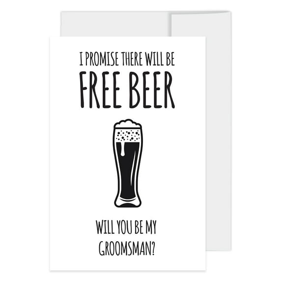Koyal Wholesale Groomsmen Proposal Cards with Envelopes, Set of 16 I Promise There Will Be Free Beer, Soda