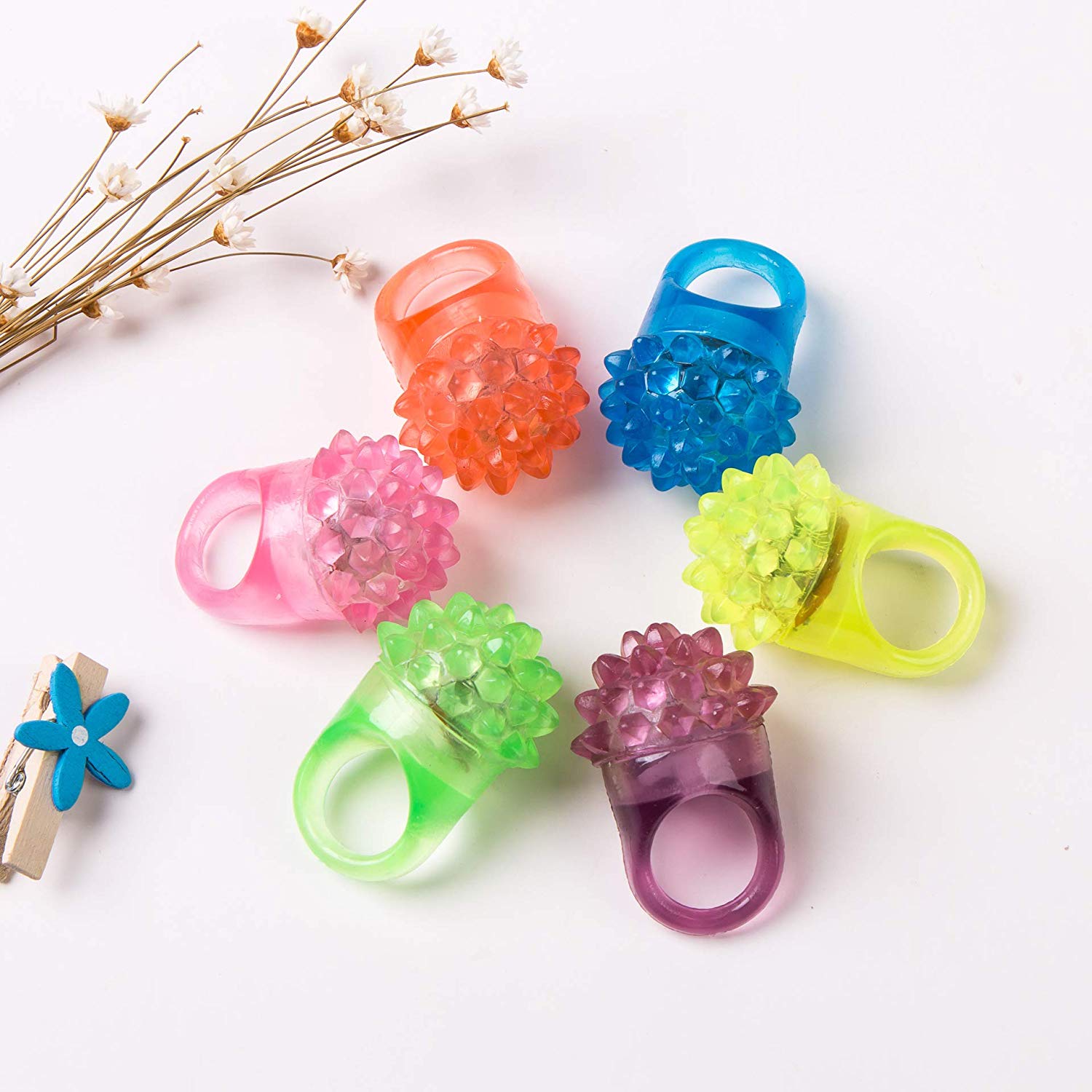 24Pcs Flashing LED Ring, Strawberry and Rose Pattern, Bumpy