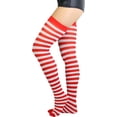 thumbnail image 3 of GFDYREE Women's Nylon Horizontal Striped Thigh Highs, 3 of 6