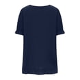 thumbnail image 5 of Blusa superior de lino y algodón con estampado de manga corta y cuello redondo para mujer Pompotops  hkajfhjk468819, 5 of 5