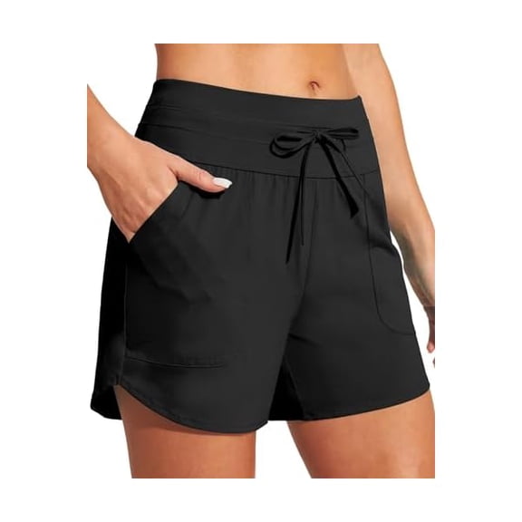 Womens 5" Swim Board Shorts Stretchy High Waisted Beach Shorts for Women Quick Dry UPF 50 Swimsuit Bottoms with Liner