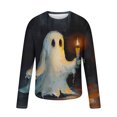thumbnail image 4 of WAENQINLA Halloween Costomes Men Casual Long Sleeve Sweatshirts Crewneck Halloween Shirts Cute Ghost Print Party Holiday Shirt, 4 of 5