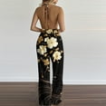 thumbnail image 6 of successthop Dressy Jumpsuits for Women Wedding Guest Loose V Neck Lounge Wear Tie Back Elastic Wide Leg Floral One Piece, 6 of 6