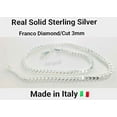 thumbnail image 3 of Real Solid 925 Sterling Silver Franco Diamond Cut Chain Necklace 3mm Italy Jargod, 3 of 3