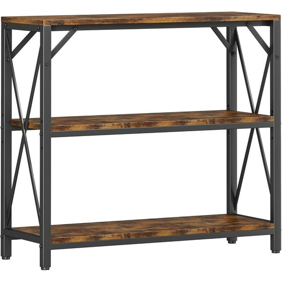 Console Table 31.5" Width, 3-Tier Entryway Table with Storage, Industrial Sofa Table with Open Shelves, Foyer Tables for Entryway, Hallway, Kitchen, Living Room and Bedroom, Rustic Brown