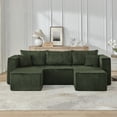 thumbnail image 7 of NeoKo Compact Modular Sectional Sofa | Ultra-Comfy Compressed Corduroy Couch | Modern Minimalist Space-Saving Modular Sofa-Green, 7 of 7