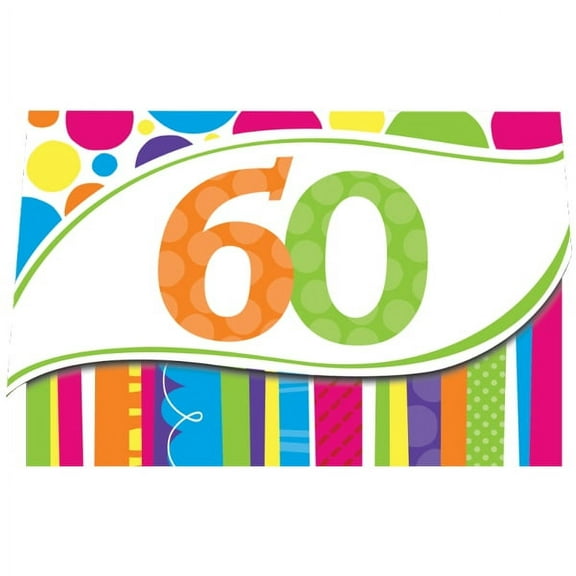Access Bright And Bold 60th Birthday Invitation Card, 8 Ct