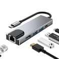 thumbnail image 1 of in 1 USB C Docking Station, Type C to HDMI Adapter, RJ45 Ethernet, 4K HDMI, 100W PD, 2 USB 3.0 Compatible with MacBook Pro/Air and Type C Devices, 1 of 5
