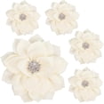 thumbnail image 6 of 5pcs Solid Chiffon Flower 3.35inch Vintage Fabric Flower Rhinestone Artificial for Headpiece Appliques Ornament DIY Handcrafted for Dress Hat Heels Accessories Cream-White for DIY, 6 of 9