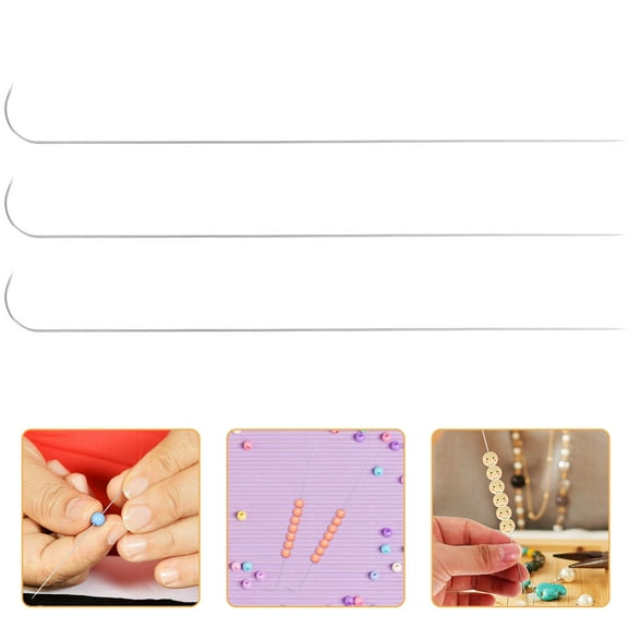 STRANDCHIC 9-Piece Metal Beading Needle Set Iron for Home Crafting and Beaded Jewelry Projects