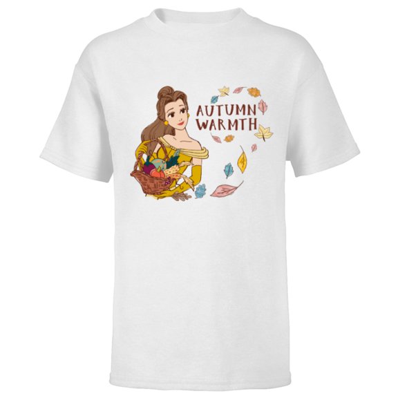 Disney Princess Beauty and the Beast Belle Autumn Warmth - Short Sleeve T-Shirt for Kids - Customized-White