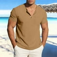 thumbnail image 3 of Tauxra Men's Short Sleeve Button Down Shirt, Casual Solid Color Half Button Closure Top, Regular with Pocket for Everyday Casual Wear, 3 of 7