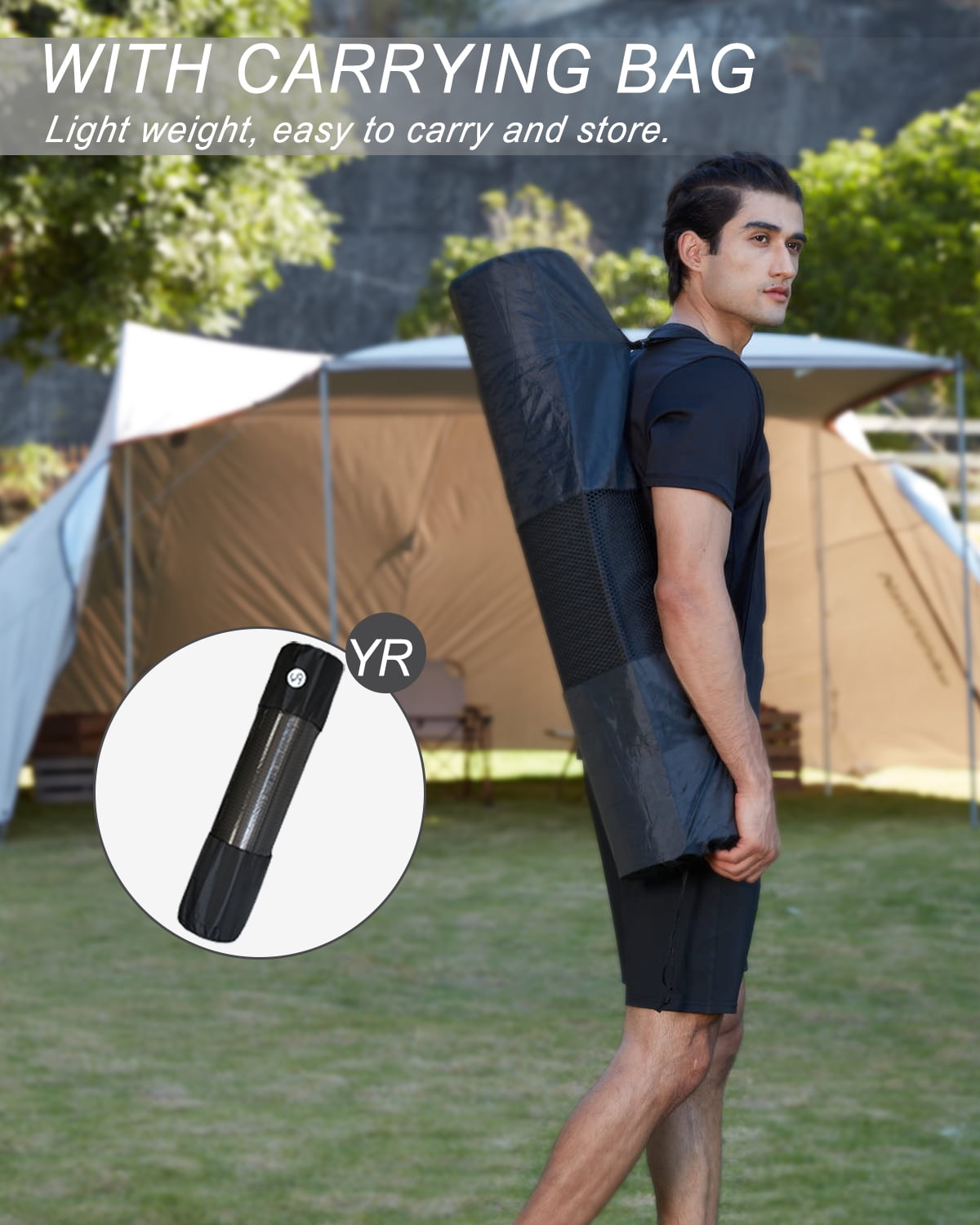 YR Thick Yoga Mat 15mm NBR 78"x35" Wide Exercise Workout Mats for Home Gym Floor Fitness Pad, Black