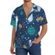 thumbnail image 1 of Balery Alpaca Astronaut in Space Camisa Casual de Manga Corta con Botones para Hombre, Texturizada, Estilo Cubano, para Playa, Verano-XX-Large, 1 of 5