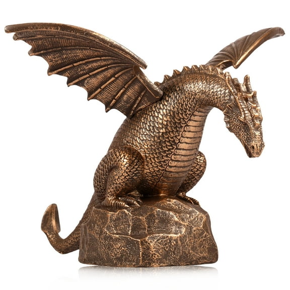 Dragon Water Fountain Décor Resin Garden Dragon Statue Fountain Vintage Dragon Wall Fall Fountain Sculpture Vivid Dragon Fountain Ornament for Outdoor Yard Garden