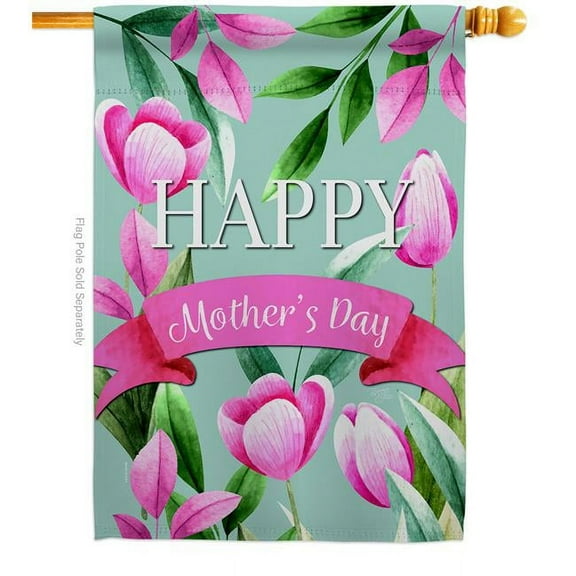 Breeze Decor H115173-BO Happy Mothers Day House Flag Family 28 x 40 in. Double-Sided Decorative Vertical Flags for Decoration Banner Garden Yard Gift