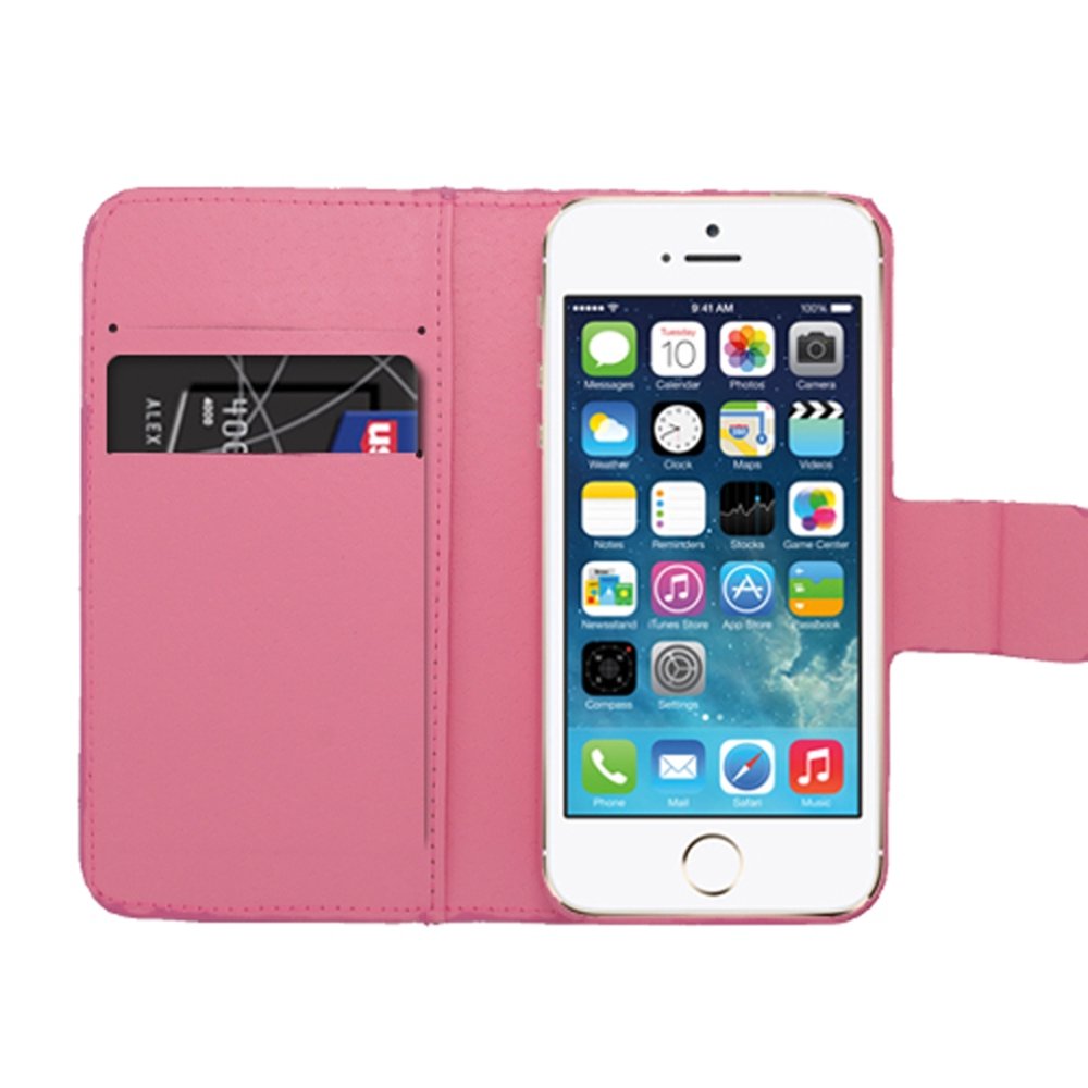 iPhone 5S Case, iPhone SE Case, by Insten Folio Flip Rhinestone Diamond Bling Leather [Card Slot