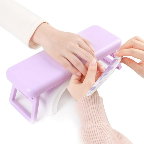 BYXAS Nail Arm Rest Foldable Plastic Nail Hand Rest Pillow for Acrylic Nails Cushion Hand Holder Nail Hand Rest Stand Nail Art Accessories Tool Home and Nail Salon Manicure Pedicure Use,Purple