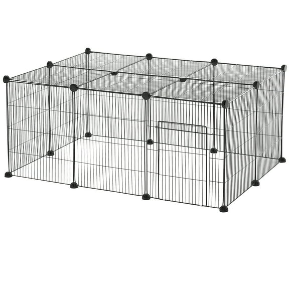 PawHut Pet Playpen, Small Animal Cage, Metal Fence for Bunny Guinea Pig