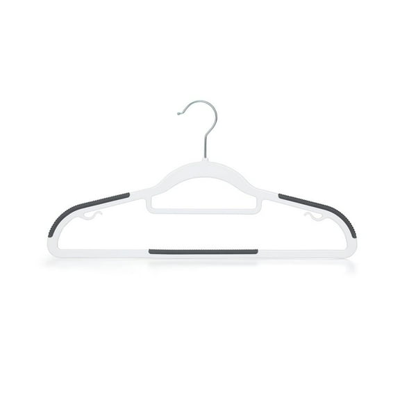 50 Pcs. Non-Slip Plastic Clothes Hanger - Durable and Space-Saving Closet Organizers (White)