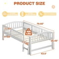 thumbnail image 5 of PORKISS Twin Size Platform Bed, Solid Wood Toddler Bed with Fence Guardrail Ladder, Twin Size Bed Frame for Kids Boys Girls, Montessori Bed, No Box Spring Needed, White #2, 5 of 10