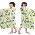 thumbnail image 4 of Yellow Lemon Fruit Slices White Pattern Hooded Bath Towel，60"x35" for Ages 3 To 12 Kids, Quick Dry Lightweight Soft Microfiber Hood Beach Towel Cover Up for Kids, 4 of 7