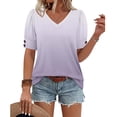 thumbnail image 5 of Ashirexll Summer Tops for Women, Fashion Spring Summer Printed Short Sleeve V-Neck T Shirts, 5 of 5