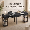 thumbnail image 7 of edx Small Desk with Fabric Drawers & Storage Shelves, 48 Inch Computer Desk Modern Writing Desk Study Table for Home Office, Balck, 7 of 7
