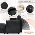 thumbnail image 5 of ACMEASE 110" Chenille 4 Seats Sofa w/2 Movable Storage Ottoman, Sectional Sofa w/Adjustable Backrests, Comfortable Fabric Couch w/USB&Type-C Ports, Cup Holders for Living Room, Black, 5 of 7