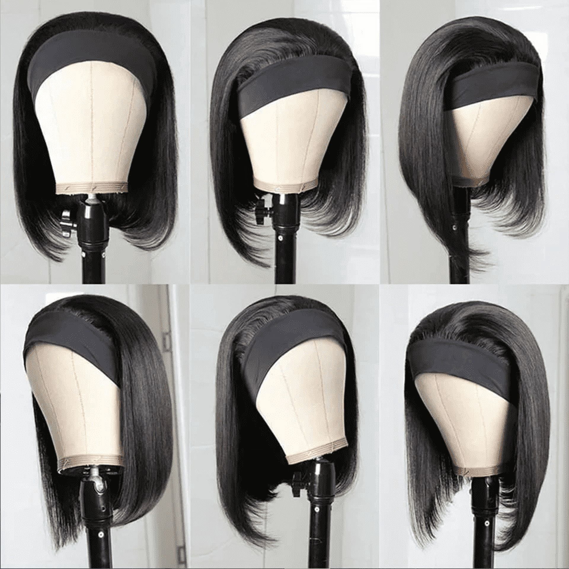 SUCS Headband bob Wig Human Hair Short Headband Wigs for Black Women Straight 150 % Density Brazilian Human Hair Easy Wear Headband Wig(10inch)