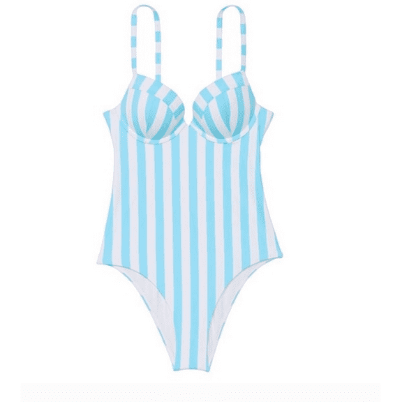 VICTORIA'S SECRET SWIM Sexy Tee Push-Up One-Piece Swimsuit Blue Stripe Small