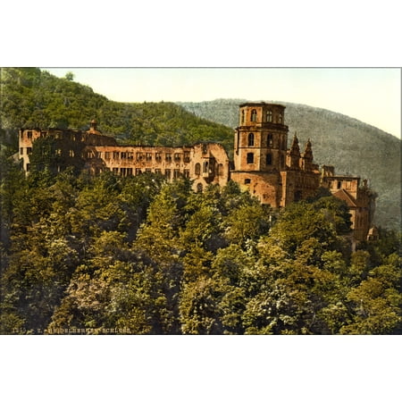 24"x36" Gallery Poster, Heidelberg Castle, Germany 1890 photochrom