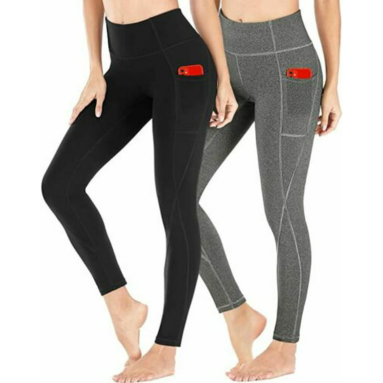2 Pack Heathyoga High Waisted Yoga Leggings Pants for Women with Pockets 