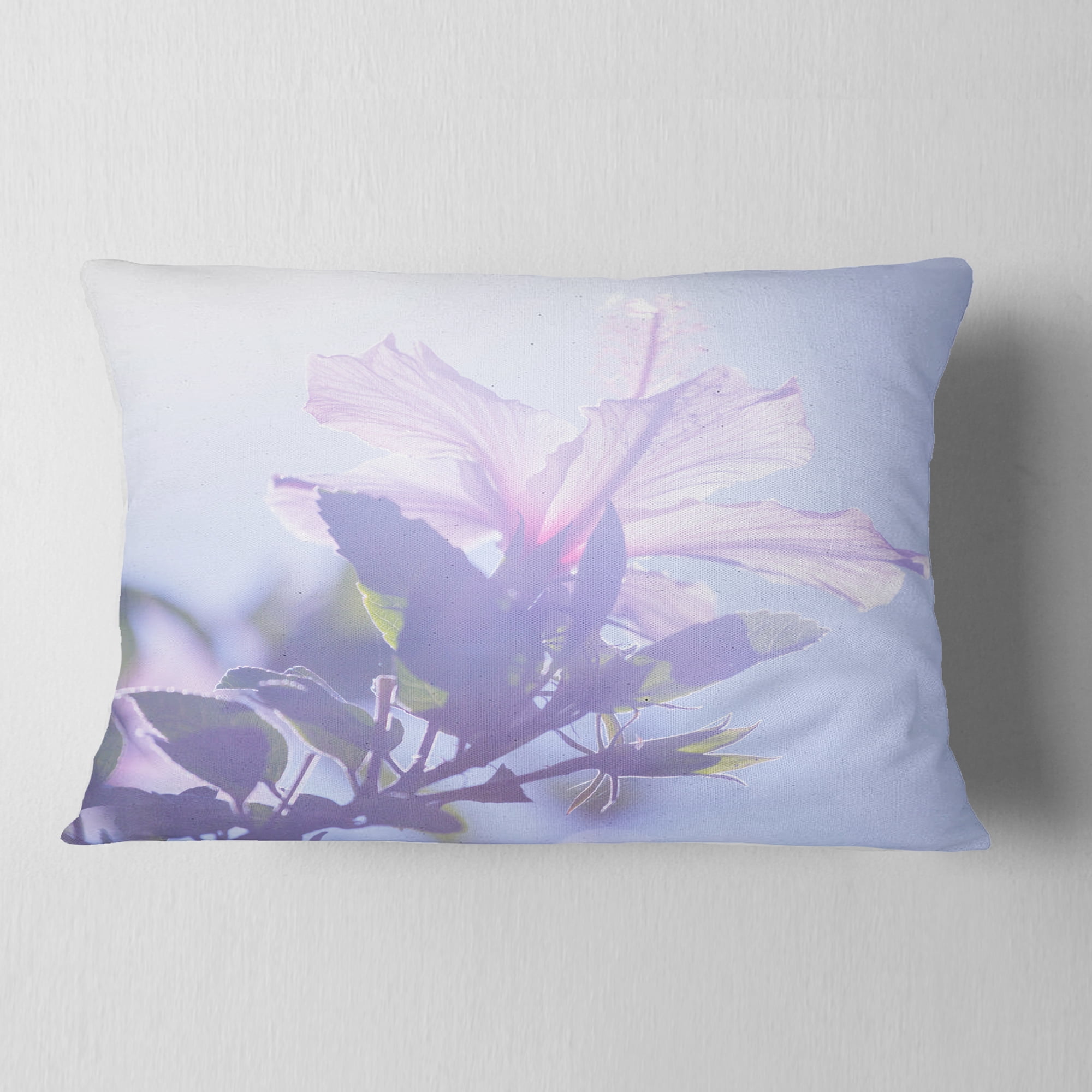 Designart Pink Hibiscus Flower in Hawaii - Flower Throw Pillow - 12x20