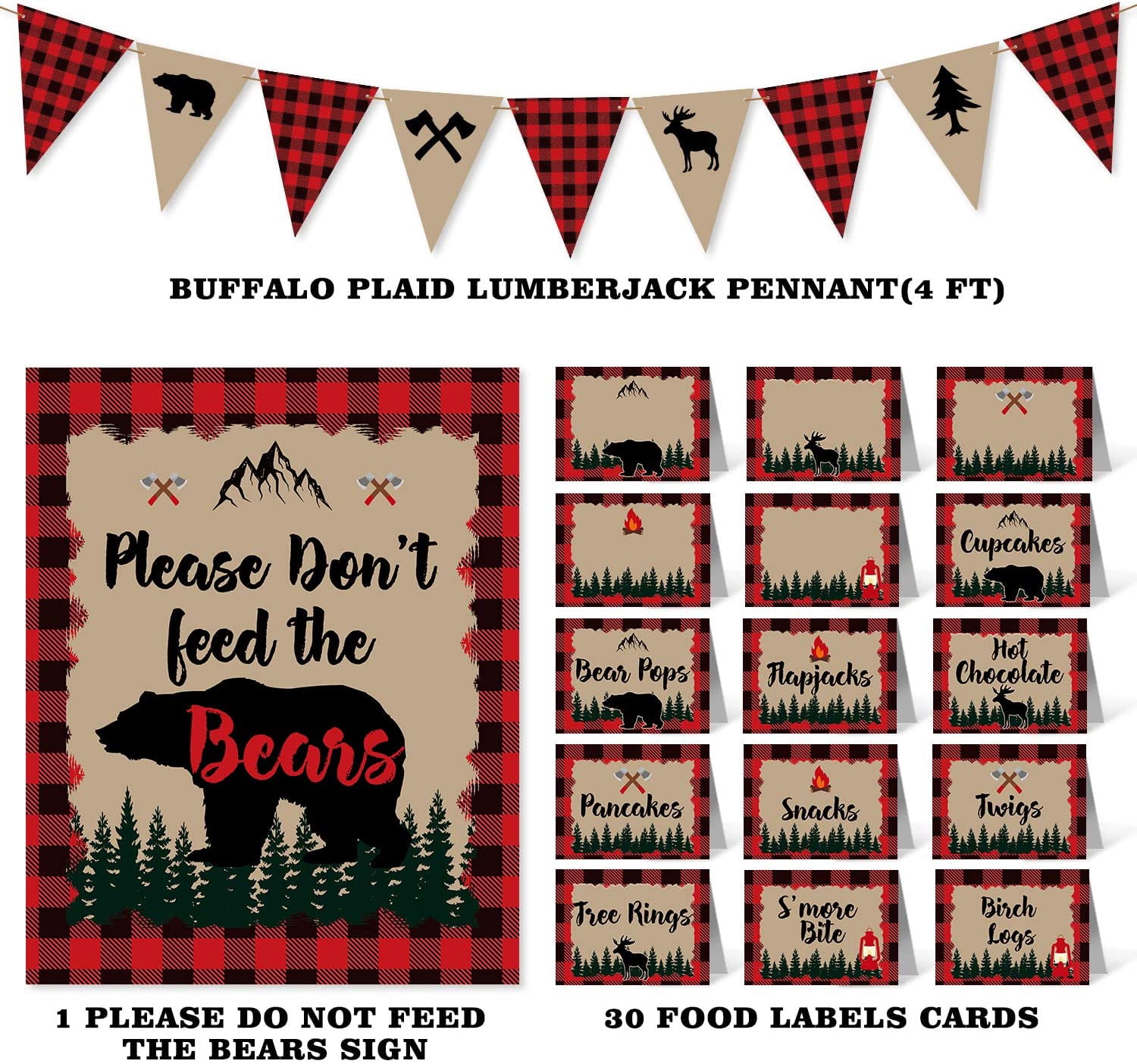 Party Favors Lumberjack Dessert Table Favors Food Labels Cards - Walmart.com