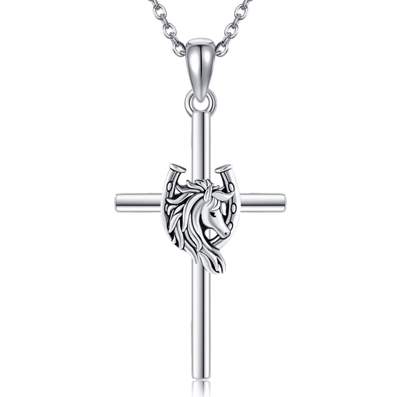 925 sterling silver cross horseshoe necklace as a jewelry gift for Women