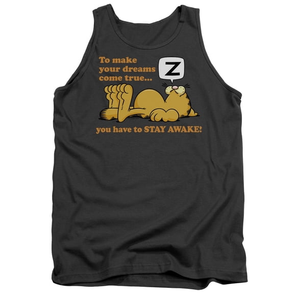 Garfield Stay Awake Adult Tank Top Charcoal