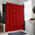 thumbnail image 3 of Christmas Shower Curtain Xmas Golden Snowflake Bathroom Curtains with Hooks, Waterproof Fabric Snow Red Bath Shower Curtains Set for Bathroom Bathtubs Xmas Decor 72x72 Inch, 3 of 9