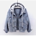 thumbnail image 5 of New Korean version hooded denim jacket women short fashion big pocket jacket casual tops, 5 of 5
