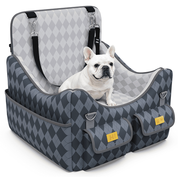 Yacona Dog Car Seats for Small Dogs Under 35lbs, Puppy Car Seat with Washable Cushion, Gray