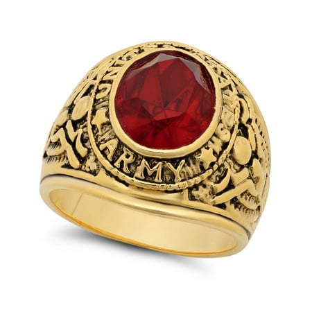 The Bling Factory - Large 15mm 14k Gold Plated Simulated Ruby Red CZ ...