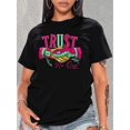 thumbnail image 1 of Camiseta informal de moda para mujer con estampado creativo de serpiente y apretón de manos, cuello redondo, manga corta, algodón, lavable a máquina, estilo informal, primavera/verano/otoño, top depor, 1 of 7