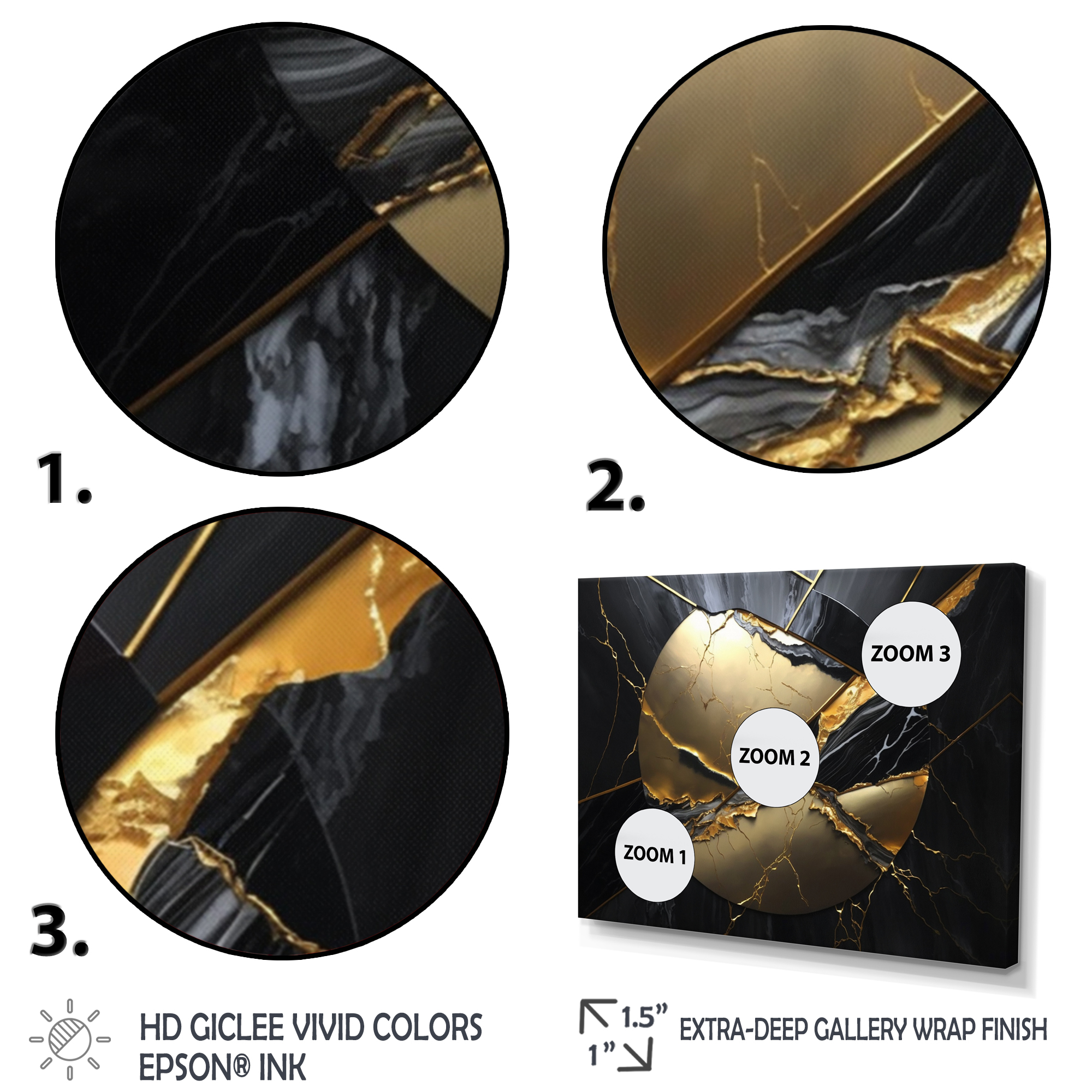 Designart Abstract Geode Gold III Canvas Wall Art