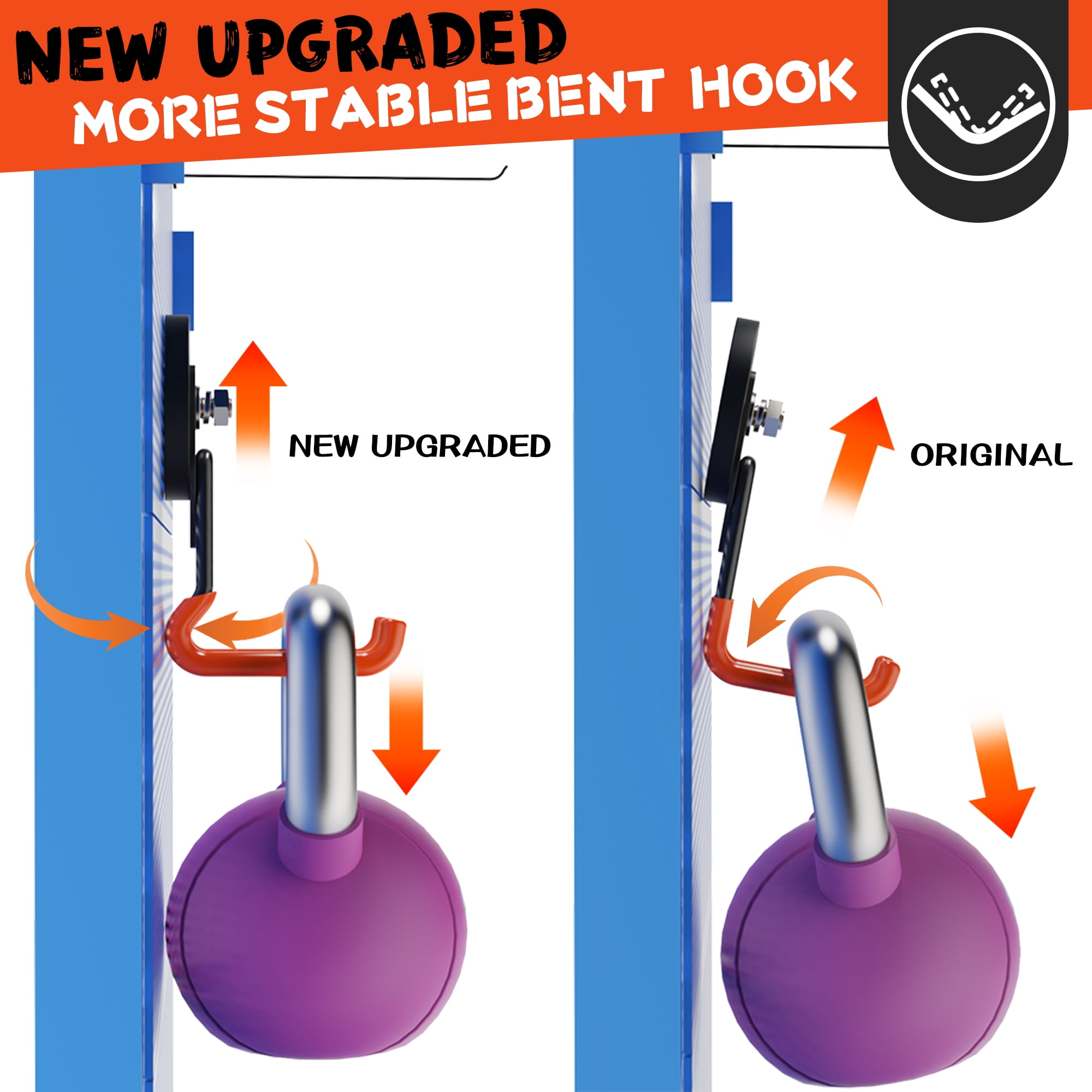 ULIBERMAGNET New Upgraded Heavy Duty Magnetic Garage Hooks,2 Pack Strong Large Magnet Hooks for Power Drill,Garden Tools,Hose,Pegboard,Garage, Workshop,Magnetic Storage Hook for Hanging(Orange)