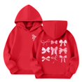 thumbnail image 3 of Mfakffe Girls Hooded Sweatshirt Cute Bow Print Long Sleeve Pullover Hoodie Casual Loose Fit with Front Pocket for Spring Fall, 3 of 5