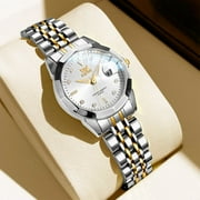 OPK Watches for Women Stainless Steel Fashion Dress Luxury Big Large Face Waterproof Quartz Analog Female Watches with Date Ladies Watch Reloj para Mujer (Gold/Blue/Black Dial)