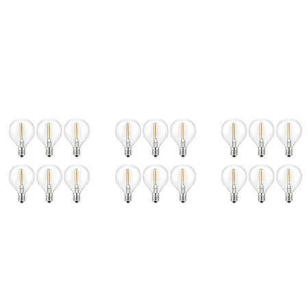 

18Pcs G40 LED Replacement Light Bulbs E12 Screw Base Shatterproof LED Globe Bulbs for Solar Warm White