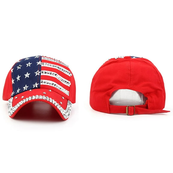 LEORX American Flag Design Baseball Cap Women Red Curved Brim 1Set